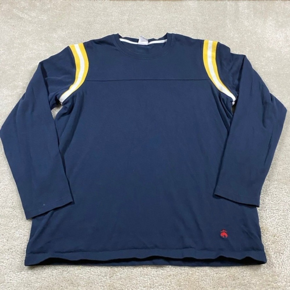 Brooks Brothers Rugby Shirt Mens XXL Blue Long Sleeve Cotton Stripe Jersey Knit